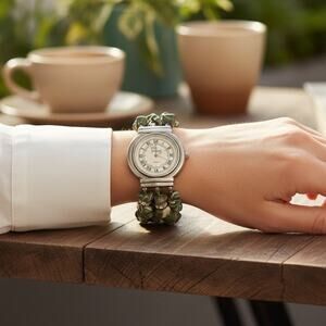 Rare Erica Courtney Women’s Watch – 1990s Quartz w/ Green Jasper Stone Bracelet